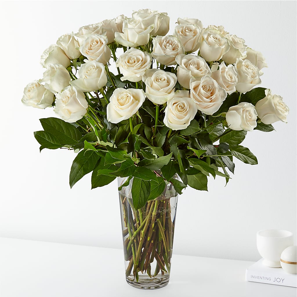 Long Stem White Rose Bouquet – Flowers By Monica Kelly, Sebastian FL