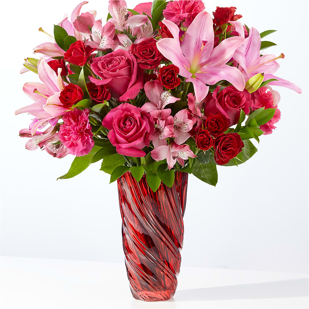 In Love Bouquet with Luxe Swirl Vase – Flowers By Monica Kelly, Sebastian FL