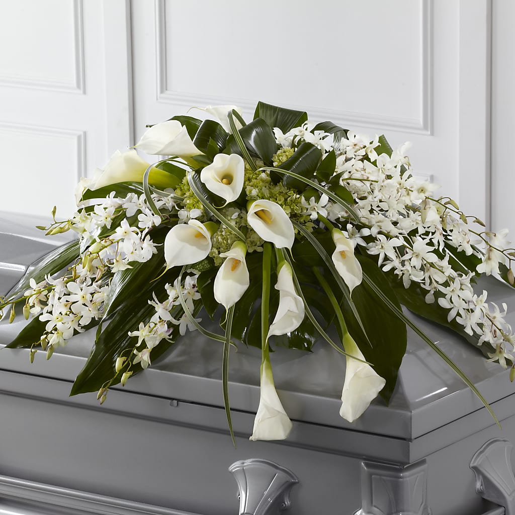 Angel Wings Casket Spray – Flowers By Monica Kelly, Sebastian FL