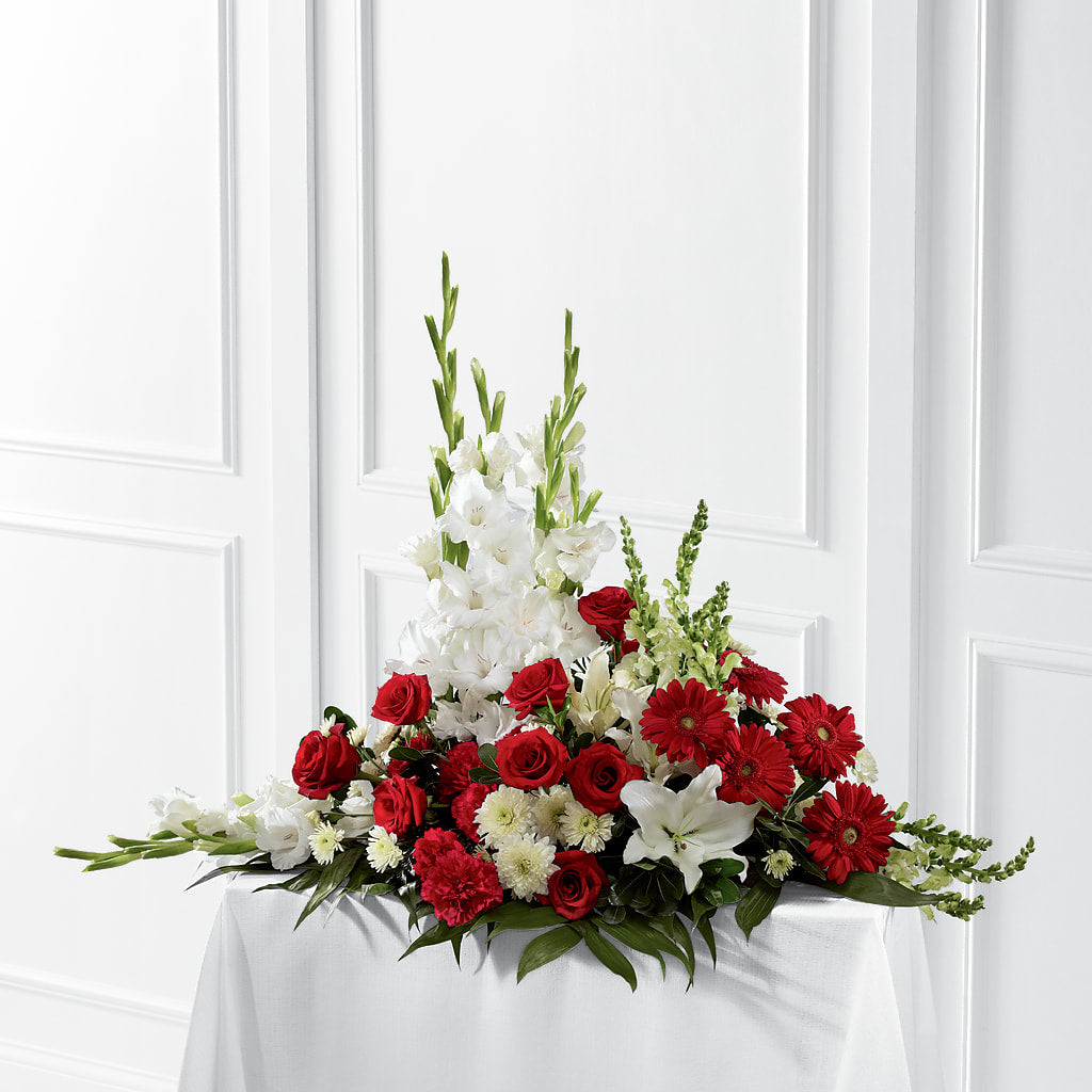 Crimson & White Arrangement – Flowers By Monica Kelly, Sebastian FL