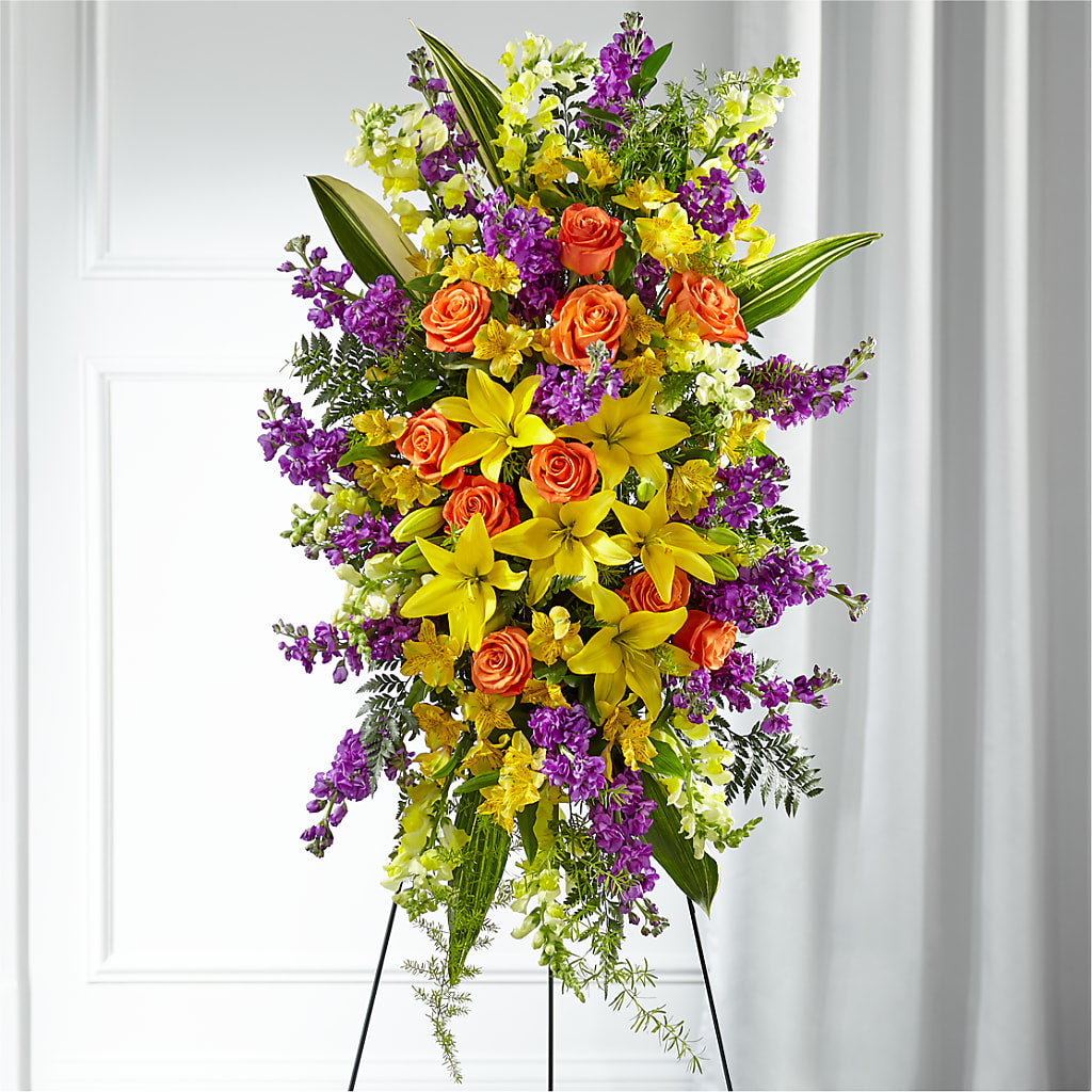 Thoughtful Prayers Standing Spray – Flowers By Monica Kelly, Sebastian FL