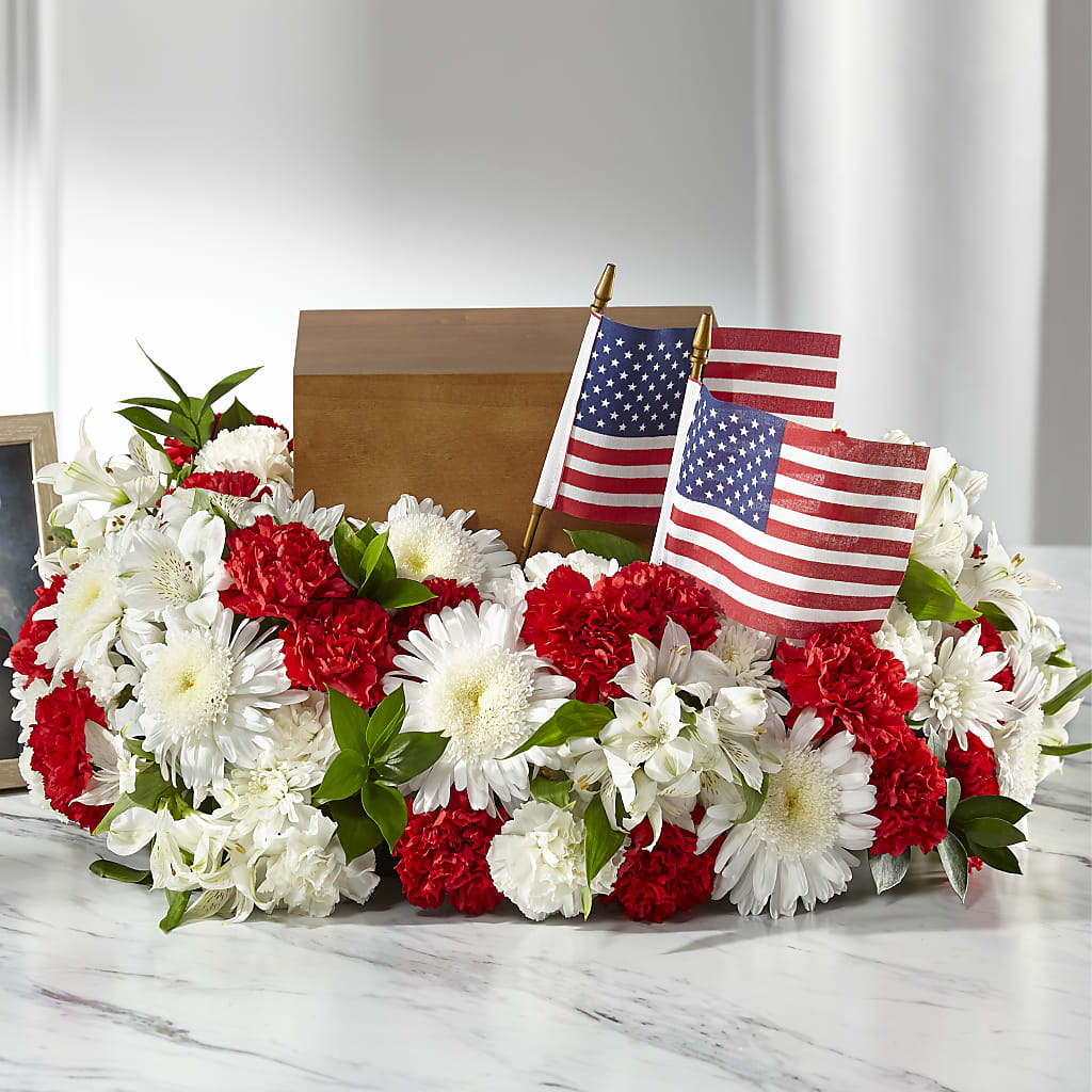 Spirit of Patriotism Cremation Adornment – Flowers By Monica Kelly, Sebastian FL