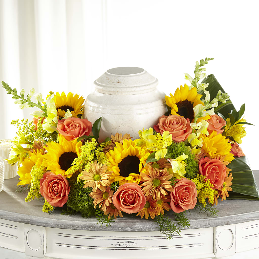 Faithful Sunflower Cremation Adornment – Flowers By Monica Kelly, Sebastian FL