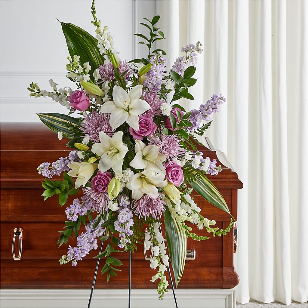 Grateful Hearts Standing Spray – Flowers By Monica Kelly, Sebastian FL