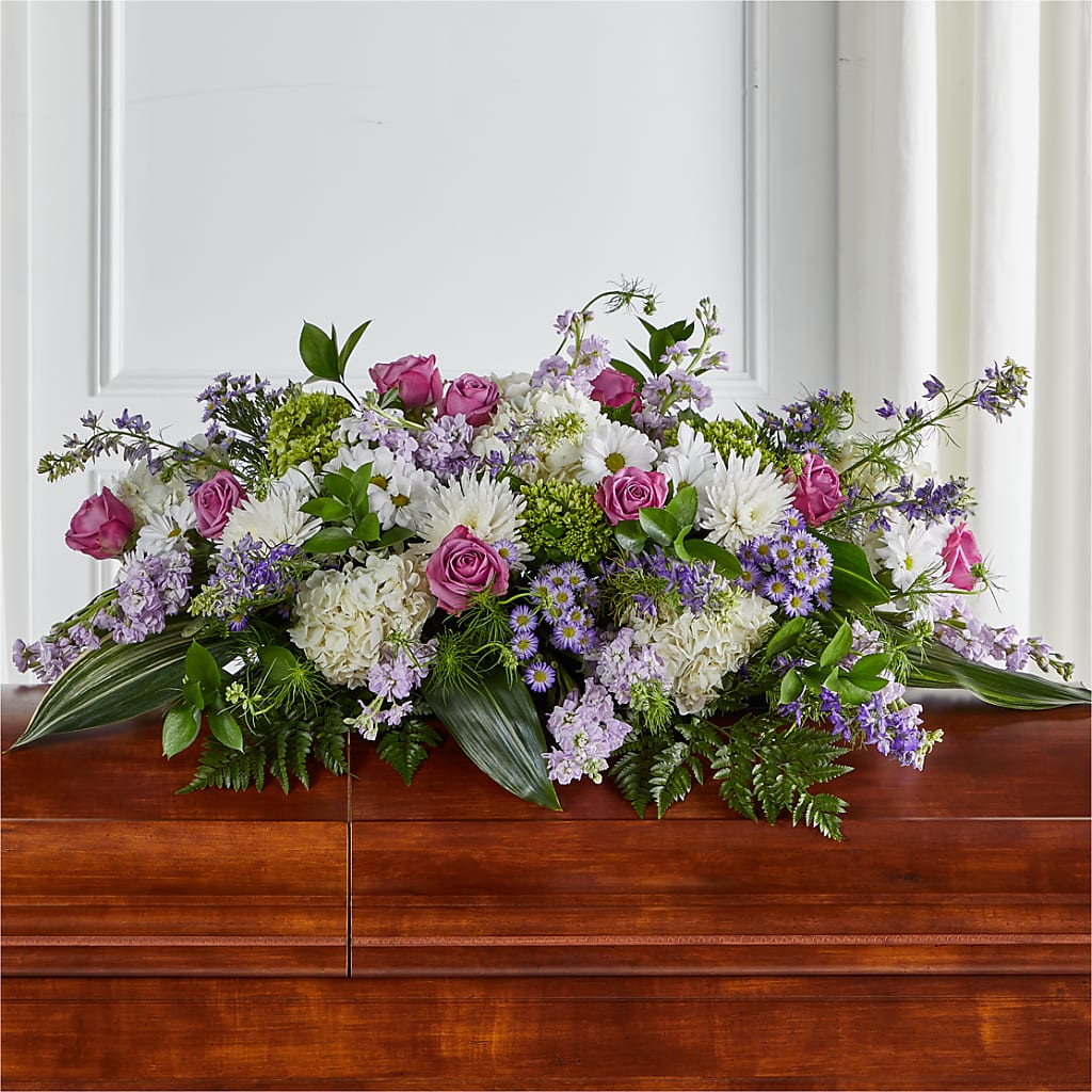 Meadows of Serenity Casket Spray – Flowers By Monica Kelly, Sebastian FL
