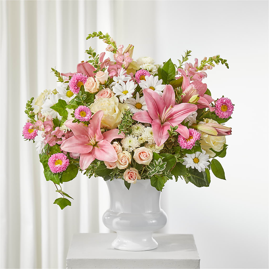 Empathetic Blooms Urn Arrangement – Flowers By Monica Kelly, Sebastian FL