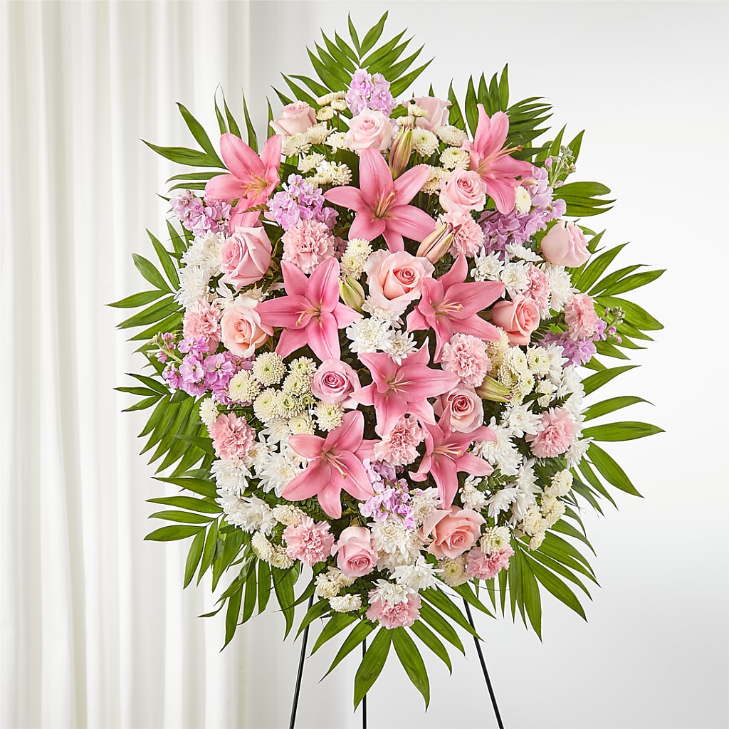 Offering Solace Standing Spray – Flowers By Monica Kelly, Sebastian FL