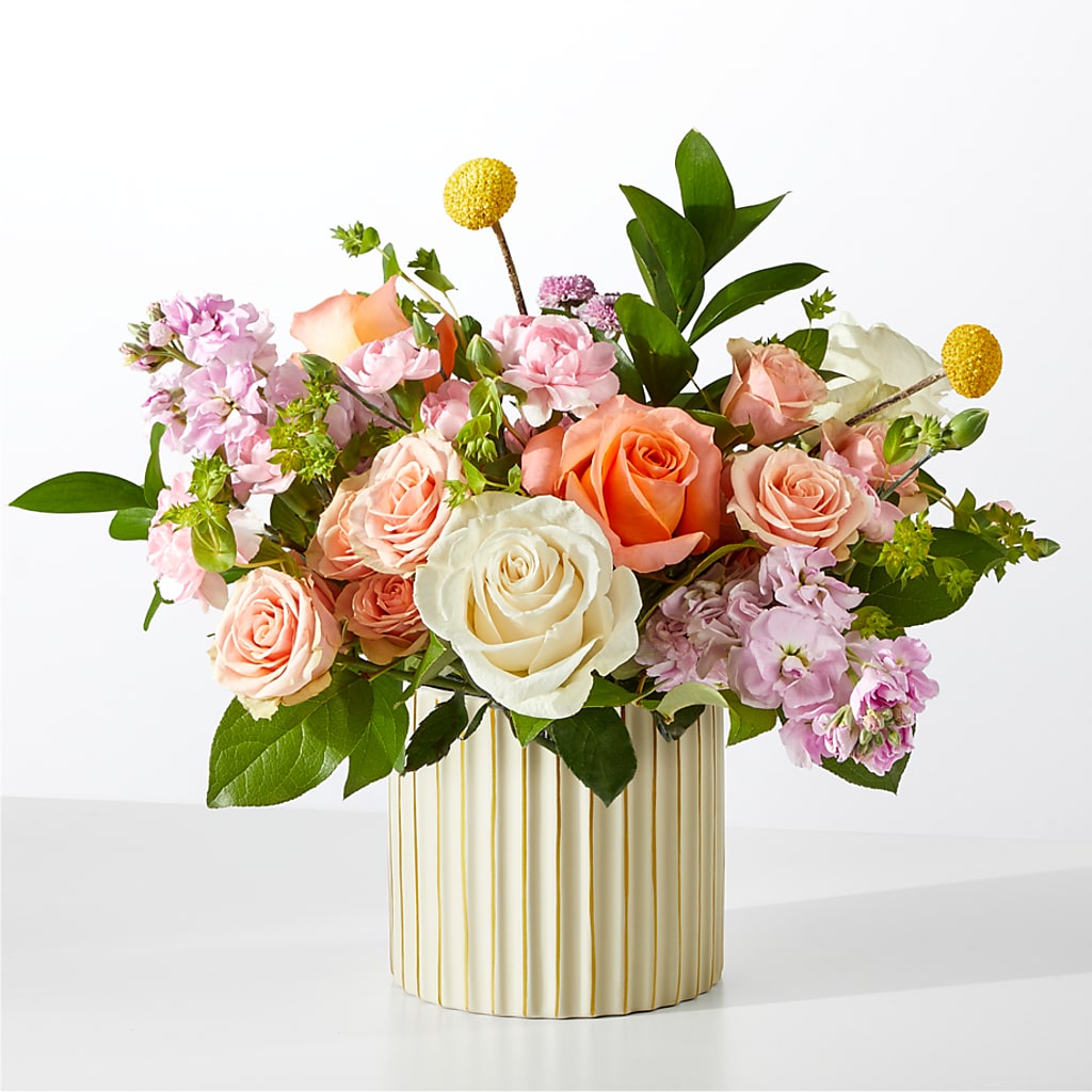 French Market Bouquet with Ivory Vase – Flowers By Monica Kelly, Sebastian FL
