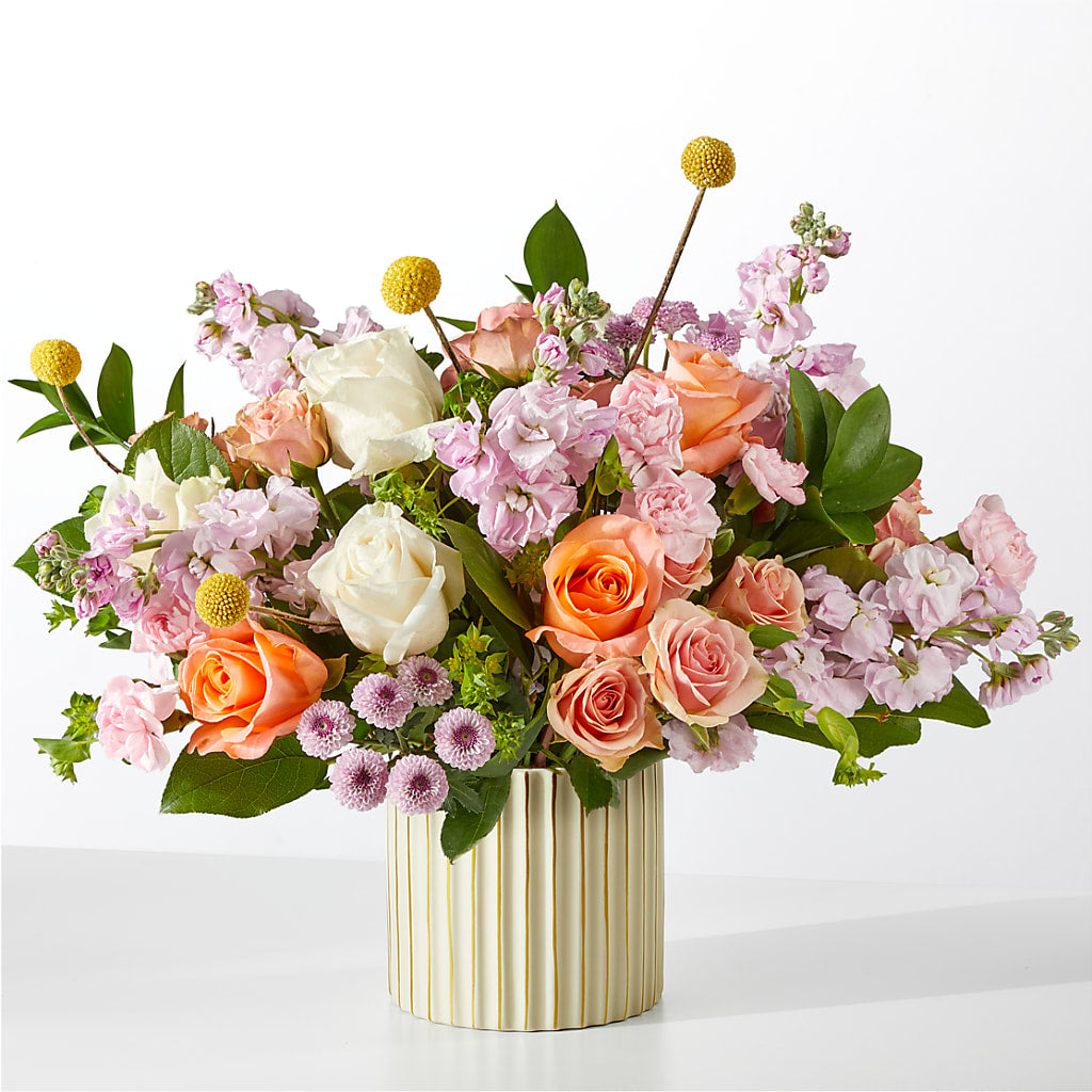 French Market Bouquet with Ivory Vase – Flowers By Monica Kelly, Sebastian FL