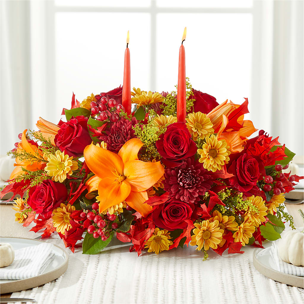 Autumn's Embrace Centerpiece – Flowers By Monica Kelly, Sebastian FL