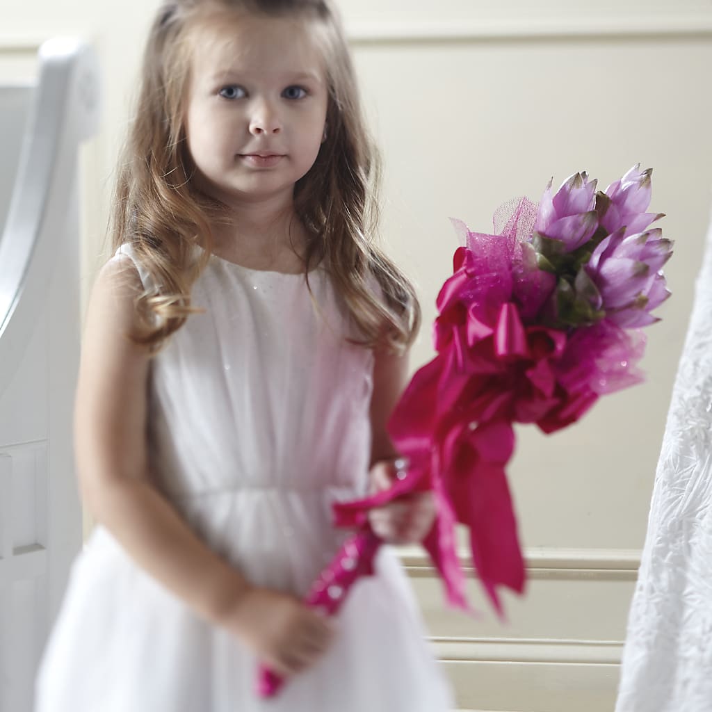 Sparkle Pink Flower Girl Bouquet – Flowers By Monica Kelly, Sebastian FL