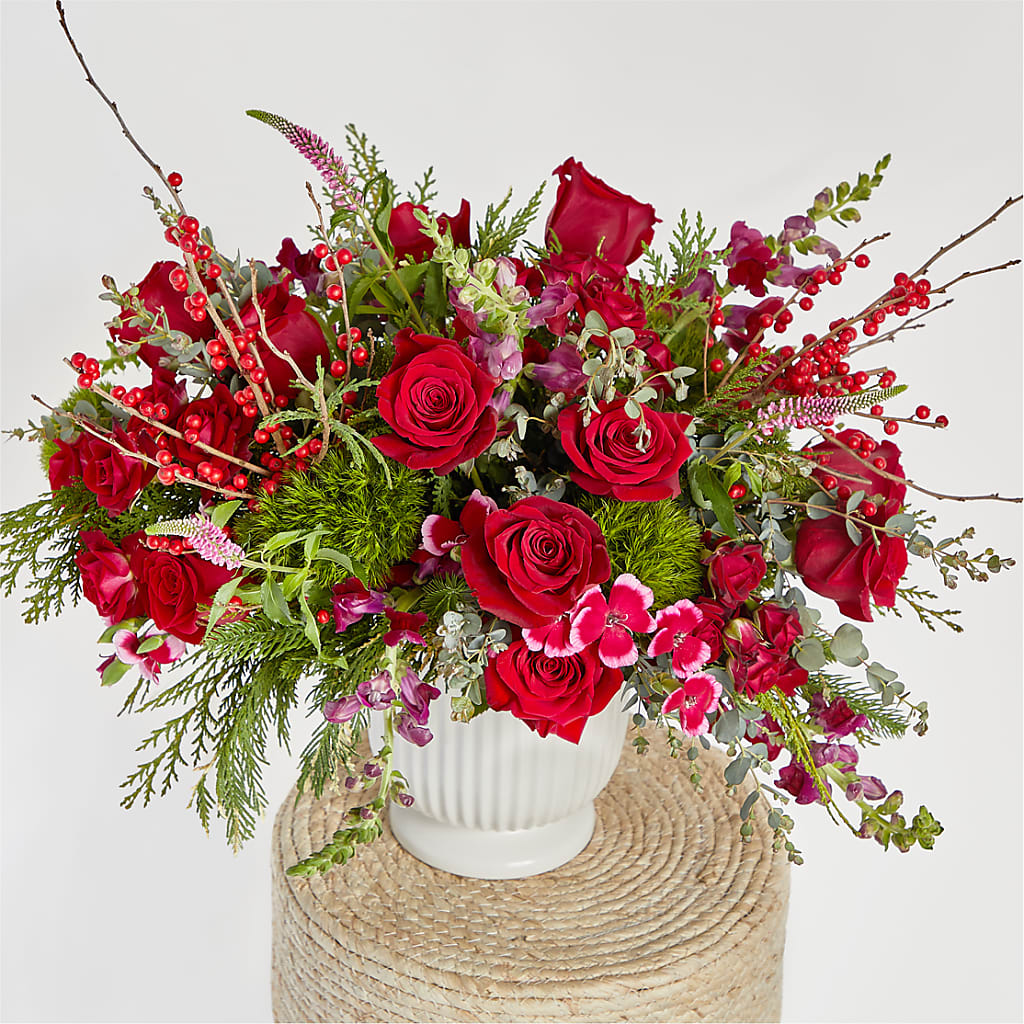 Big Red Bow Bouquet –  Flowers By Monica Kelly, Sebastian FL