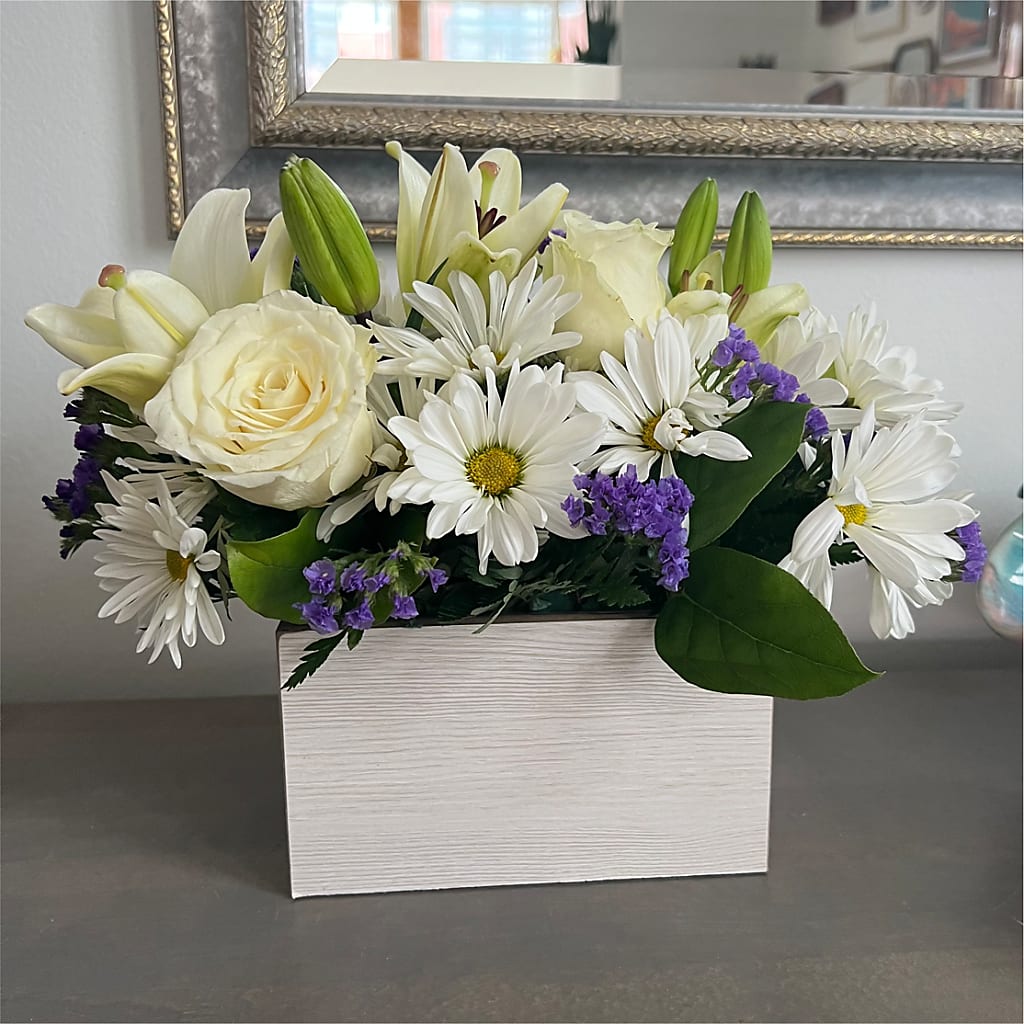 Beyond Blue Box Bouquet –  Flowers By Monica Kelly, Sebastian FL