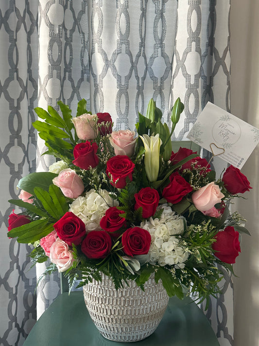 Love red and white arrangement
