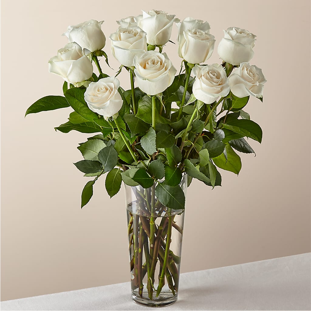 Long Stem White Rose Bouquet –  Flowers By Monica Kelly, Sebastian FL