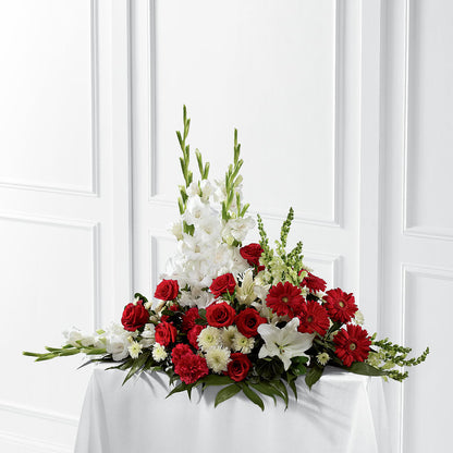 Crimson & White Arrangement –  Flowers By Monica Kelly, Sebastian FL