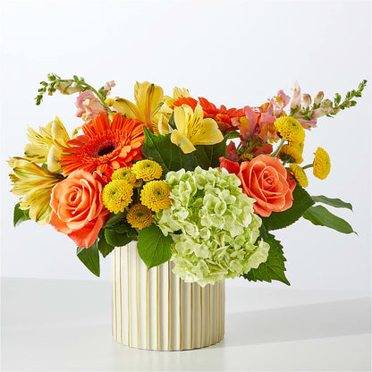 Autumn Sunshine Bouquet with Ivory Vase –  Flowers By Monica Kelly, Sebastian FL