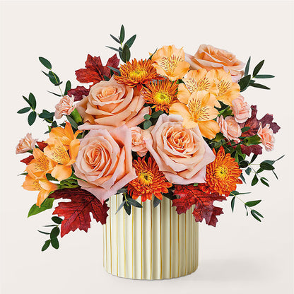 Spiced Latte Bouquet with Ivory Vase –  Flowers By Monica Kelly, Sebastian FL