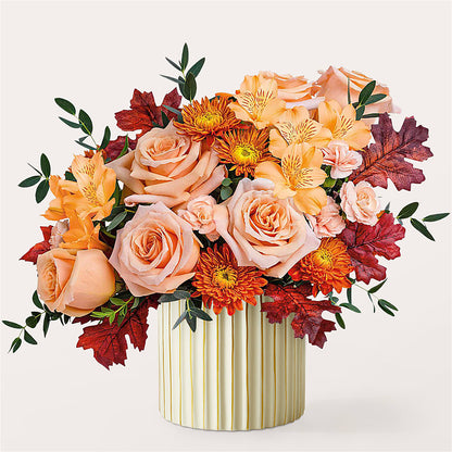 Spiced Latte Bouquet with Ivory Vase –  Flowers By Monica Kelly, Sebastian FL