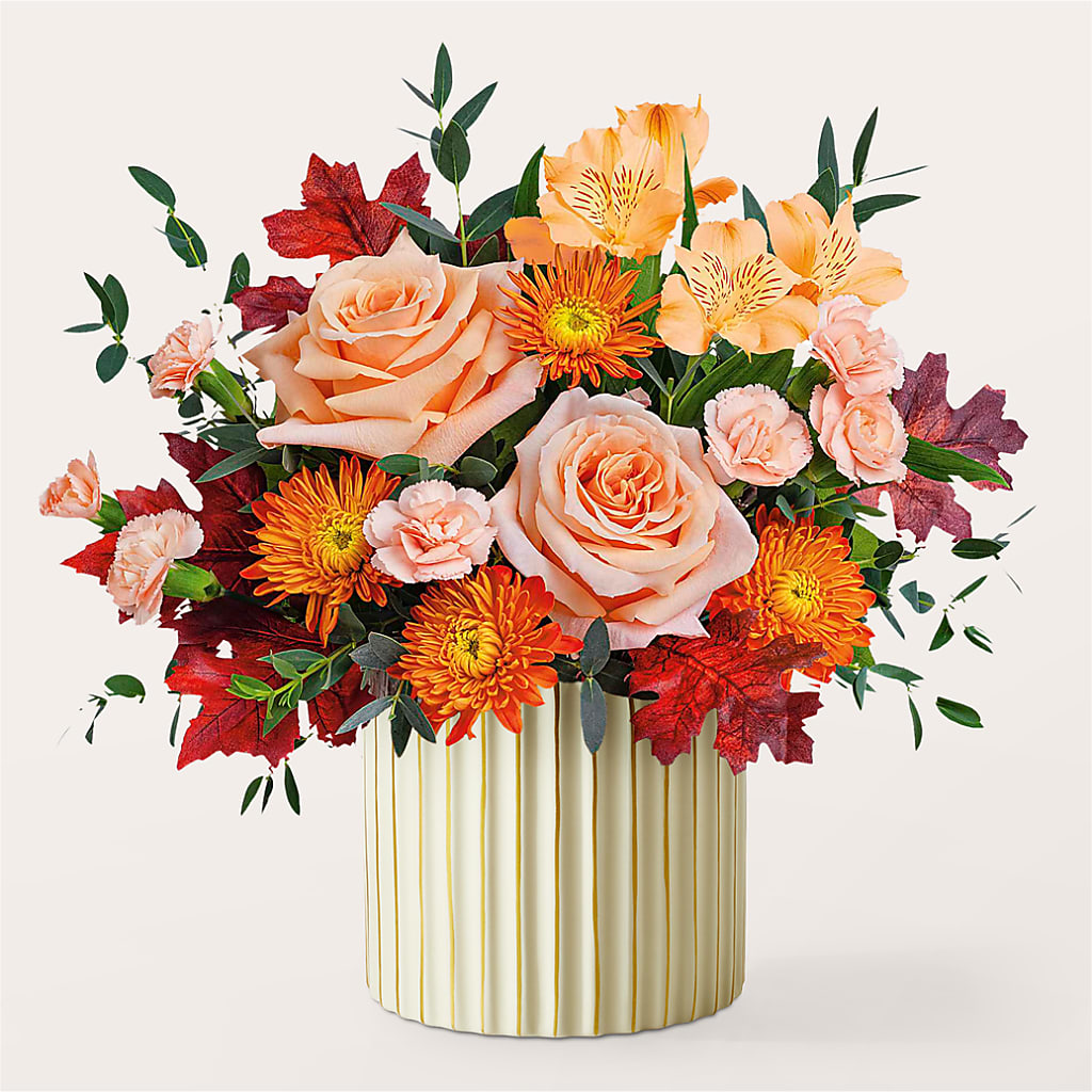 Spiced Latte Bouquet with Ivory Vase –  Flowers By Monica Kelly, Sebastian FL