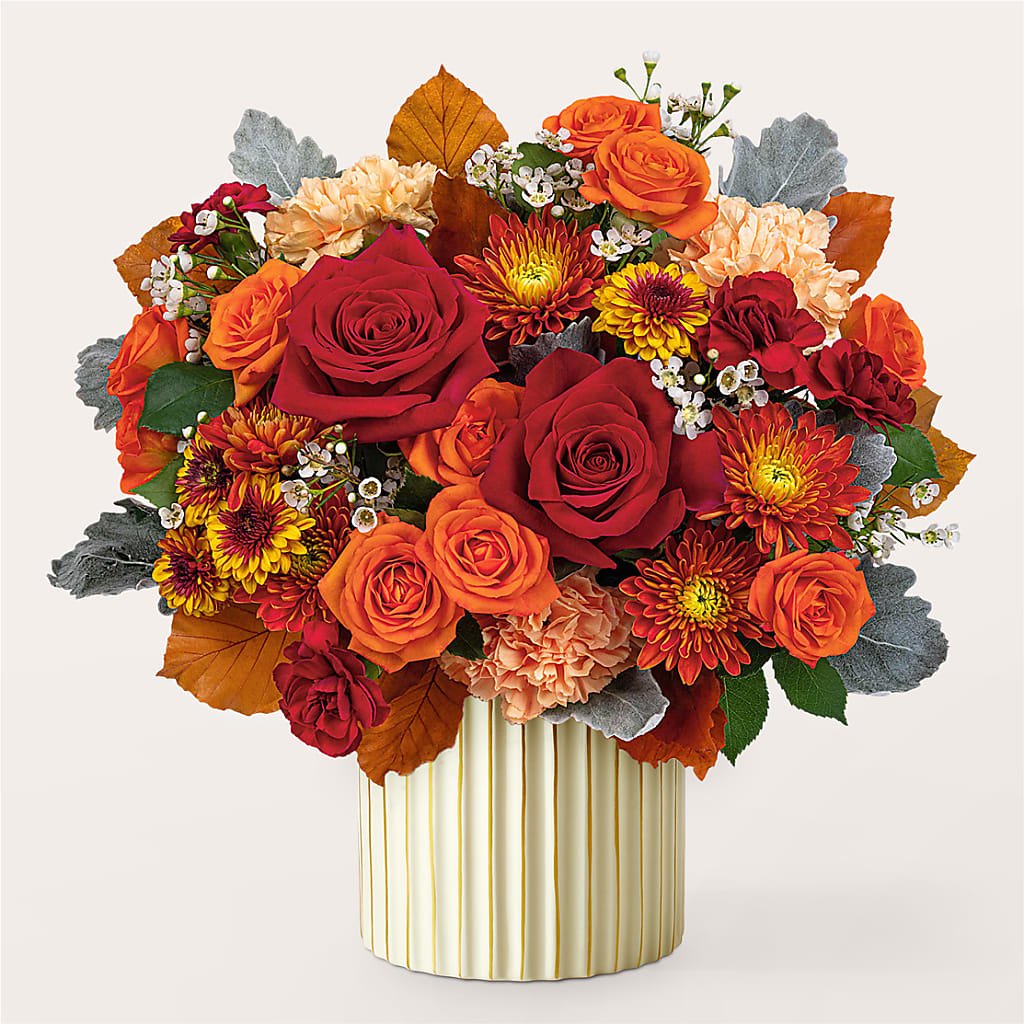 Merlot Bouquet with Ivory Vase –  Flowers By Monica Kelly, Sebastian FL