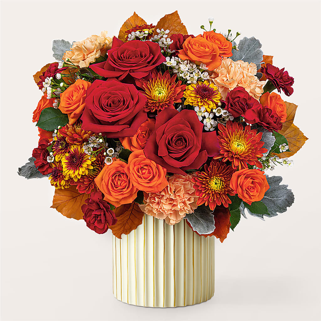 Merlot Bouquet with Ivory Vase –  Flowers By Monica Kelly, Sebastian FL