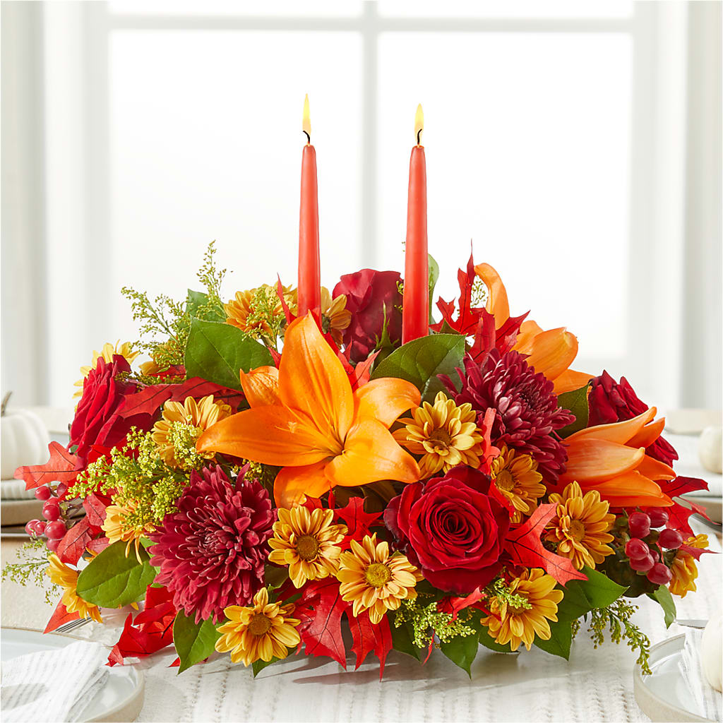 Autumn's Embrace Centerpiece –  Flowers By Monica Kelly, Sebastian FL