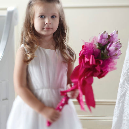 Sparkle Pink Flower Girl Bouquet –  Flowers By Monica Kelly, Sebastian FL
